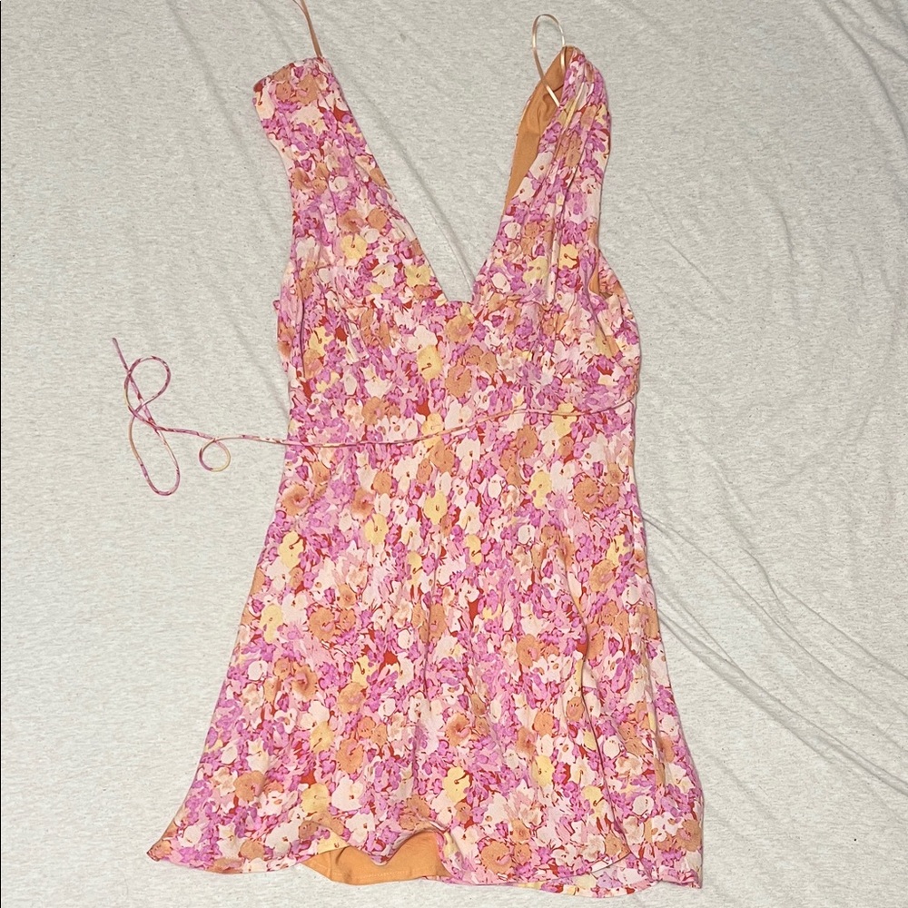 Le Lis Pink and Orange Floral Mini Dress